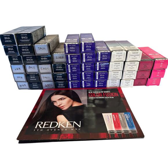 Lot of 49 Redken Fusion Hair Colors 2.1 oz New Cover Cool Super Glow Hi-Fusion - Picture 1 of 12